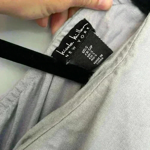 Nicole Miller One Shoulder Ruffle Trim Linen Tiered Midi Dress Size Sm - Picture 3 of 7